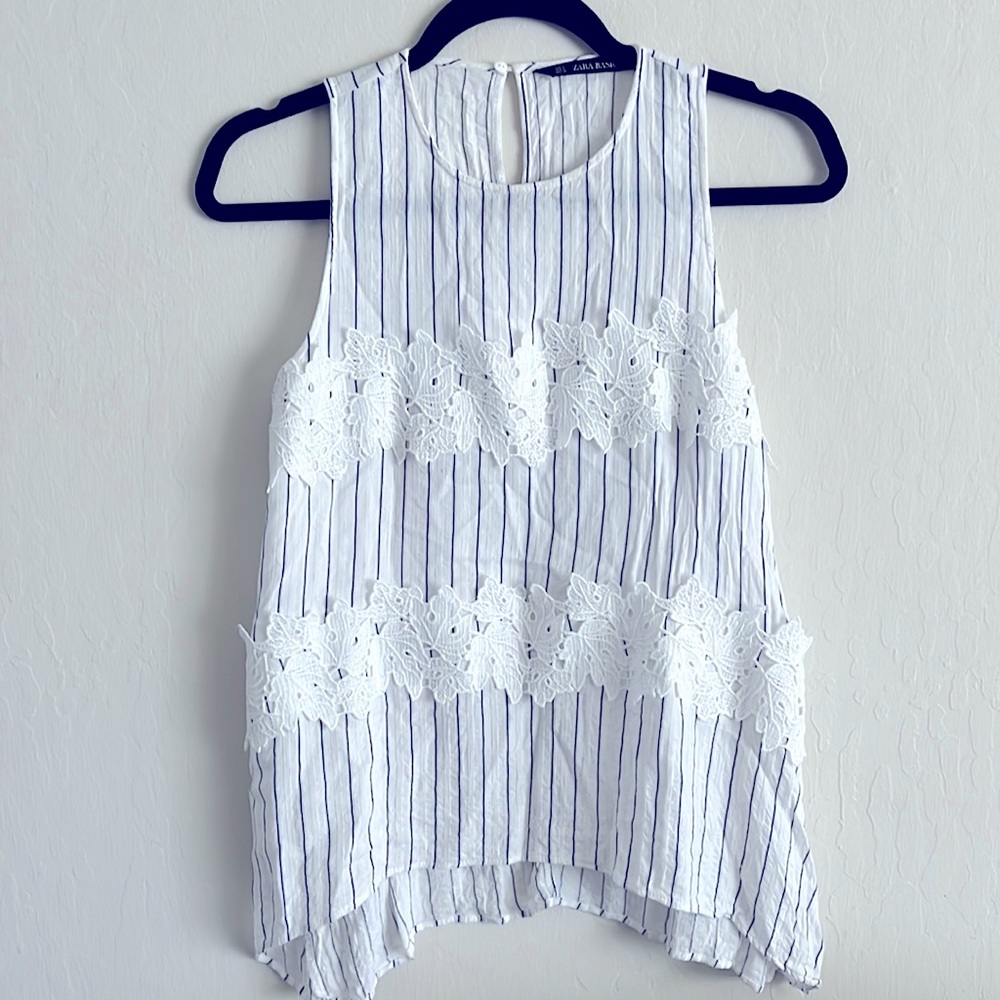 Zara stripped linen top